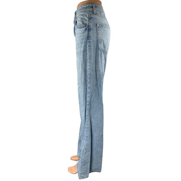 H&M Women's Blue Light Wash High Waisted Baggy Wide Leg Denim Jeans Size 4 - Picture 2 of 4